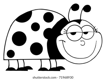Outline Ladybug Mascot Cartoon Character