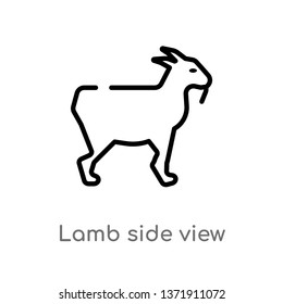 outline lamb side view vector icon. isolated black simple line element illustration from animals concept. editable vector stroke lamb side view icon on white background