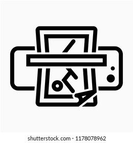 Outline laminating machine pixel perfect vector icon