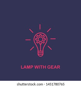 Outline lamp with gear icon.lamp with gear vector illustration. Symbol for web and mobile