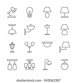 Outline Lamp Icon Set