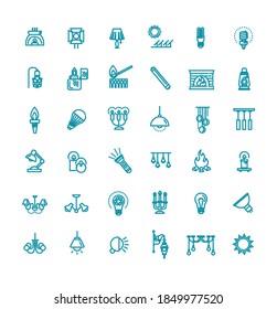 Outline Lamp Icon Set - Vector Graphics. llumination