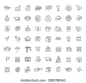 Outline Lamp Icon Set - Vector Graphics. illumination