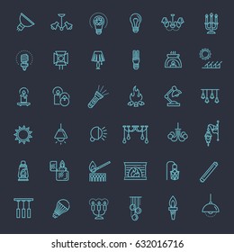 Outline Lamp Icon Set - Vector Graphics. llumination