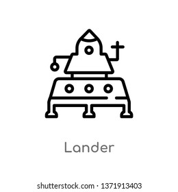 outline lander vector icon. isolated black simple line element illustration from astronomy concept. editable vector stroke lander icon on white background
