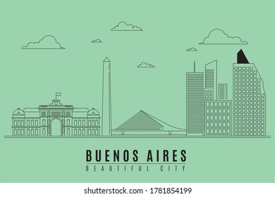 Outline landmarks skyline City - vector