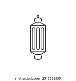 Outline lantern vector isolated. Outline muslim lantern icon on white background. Icon for web design, apps, sticker, banner, poster, printing usage and part of logo.