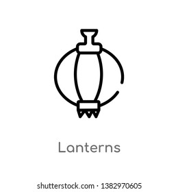 outline lanterns vector icon. isolated black simple line element illustration from halloween concept. editable vector stroke lanterns icon on white background