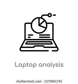 outline laptop analysis vector icon. isolated black simple line element illustration from business concept. editable vector stroke laptop analysis icon on white background