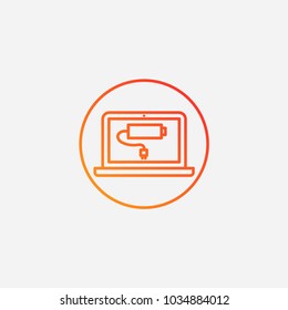 Outline laptop charging icon.gradient illustration isolated vector sign symbol