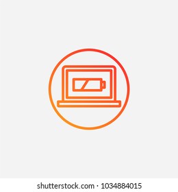 Outline laptop charging icon.gradient illustration isolated vector sign symbol