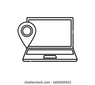 Outline laptop icon isolated location icon