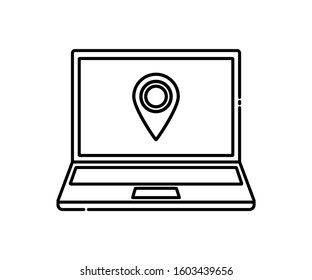 Outline laptop icon isolated location icon