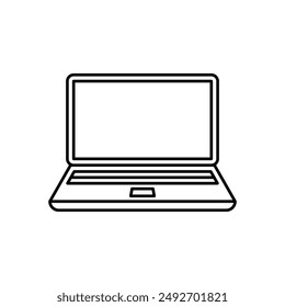 Outline laptop icon isolated on white background