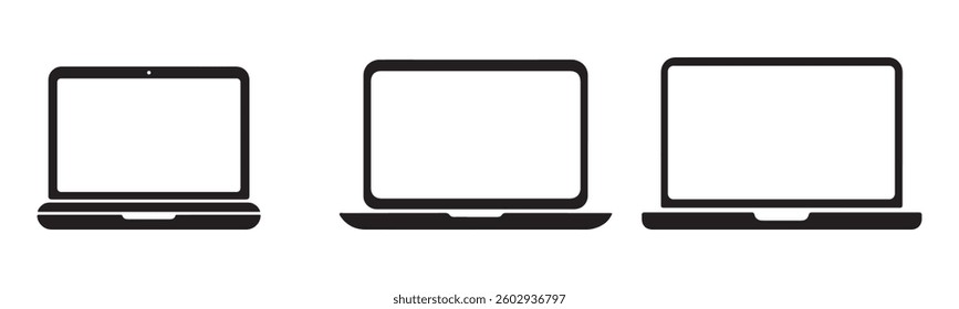 Outline Laptop Icon set vector on white background