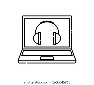 outline laptop icon that displays the headphone icon