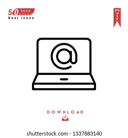Outline laptop Icon. laptop icon vector isolated on white background. Graphic design, material-design, Best sellerr icons, mobile application, UI / UX design, EPS 10 format vector