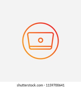 Outline laptop icon,gradient illustration,vector computer sign symbol