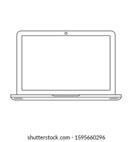 Outline laptop isolated. Black linear laptop icon. Vector illustration. Laptop computer in thin line style.