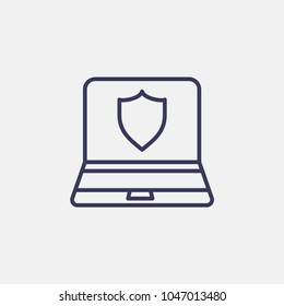 Outline laptop in shield icon illustration vector symbol