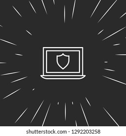 Outline laptop shield icon illustration isolated vector sign symbol