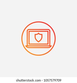 Outline laptop in shield icon.gradient illustration isolated vector sign symbol