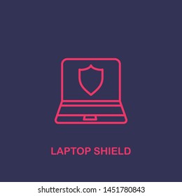 Outline laptop shield icon.laptop shield vector illustration. Symbol for web and mobile