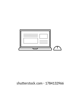 outline laptop, Vector simple design on white background