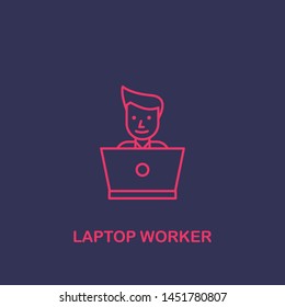 Outline laptop worker icon.laptop worker vector illustration. Symbol for web and mobile