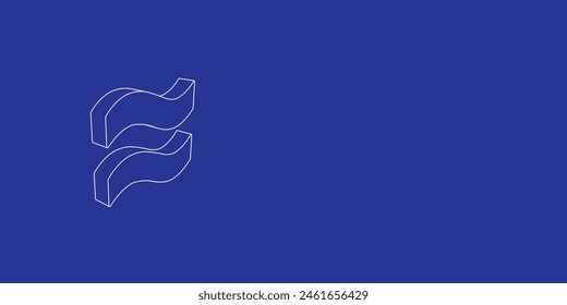 The outline of a large approximately equal symbol made of white lines on the left. 3D view of the object in perspective. Vector illustration on indigo background