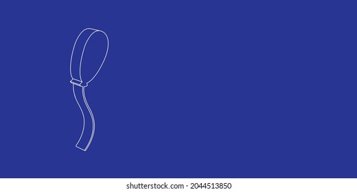 The outline of a large balloon symbol made of white lines on the left. 3D view of the object in perspective. Vector illustration on indigo background