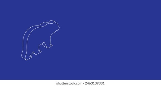 The outline of a large bear symbol made of white lines on the left. 3D view of the object in perspective. Vector illustration on indigo background