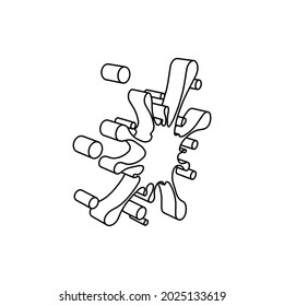 The outline of a large blot symbol is made with black lines. 3D view of the object in perspective. Vector illustration on white background