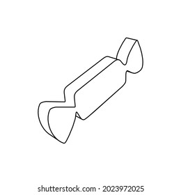 The outline of a large candy symbol is made with black lines. 3D view of the object in perspective. Vector illustration on white background
