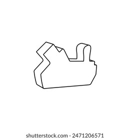 Le contour d'un grande symbole de planeur de charpenterie est fait de lignes noires. Vue 3D de l'objet en perspective. illustration vectorielle  sur fond blanc