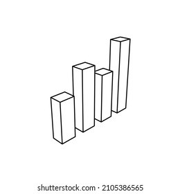 The outline of a large chart line symbol is made with black lines. 3D view of the object in perspective. Vector illustration on white background