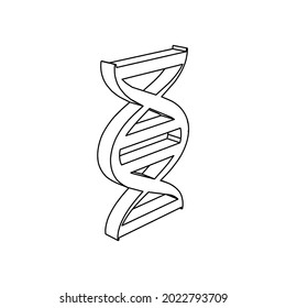 The outline of a large dna symbol is made with black lines. 3D view of the object in perspective. Vector illustration on white background