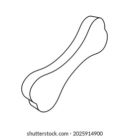 The outline of a large dog bone symbol is made with black lines. 3D view of the object in perspective. Vector illustration on white background
