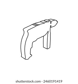 The outline of a large drill symbol is made with black lines. 3D view of the object in perspective. Vector illustration on white background