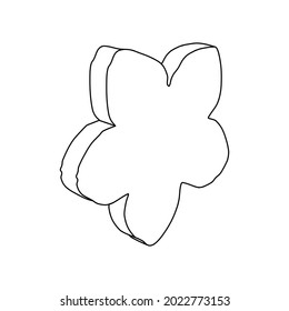 Der Umriss einer großen vergessenen Blume ist mit schwarzen Linien gemacht. 3D-Ansicht des Objekts in Perspektive. Vektorgrafik auf weißem Hintergrund