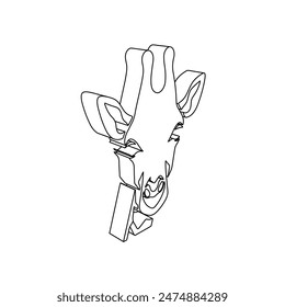 The outline of a large giraffe head symbol is made with black lines. 3D view of the object in perspective. Vector illustration on white background