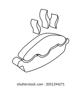 The outline of a large hot pie symbol is made with black lines. 3D view of the object in perspective. Vector illustration on white background