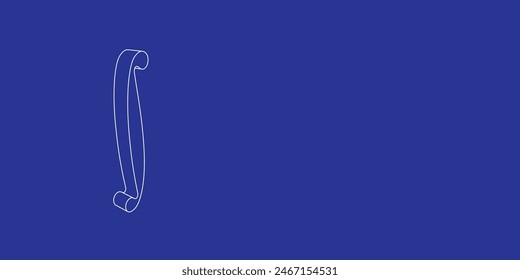 The outline of a large integral symbol made of white lines on the left. 3D view of the object in perspective. Vector illustration on indigo background