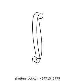 The outline of a large integral symbol is made with black lines. 3D view of the object in perspective. Vector illustration on white background
