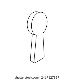 The outline of a large keyhole symbol is made with black lines. 3D view of the object in perspective. Vector illustration on white background