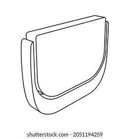 The outline of a large ladies handbag symbol is made with black lines. 3D view of the object in perspective. Vector illustration on white background