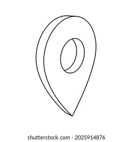 The outline of a large location symbol is made with black lines. 3D view of the object in perspective. Vector illustration on white background