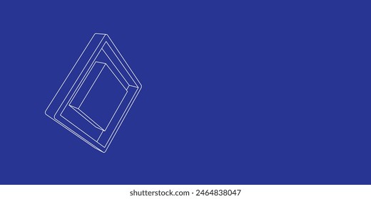 The outline of a large main road sign made of white lines on the left. 3D view of the object in perspective. Vector illustration on indigo background