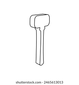 The outline of a large mallet symbol is made with black lines. 3D view of the object in perspective. Vector illustration on white background
