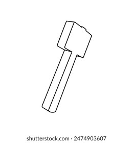The outline of a large mallet symbol is made with black lines. 3D view of the object in perspective. Vector illustration on white background